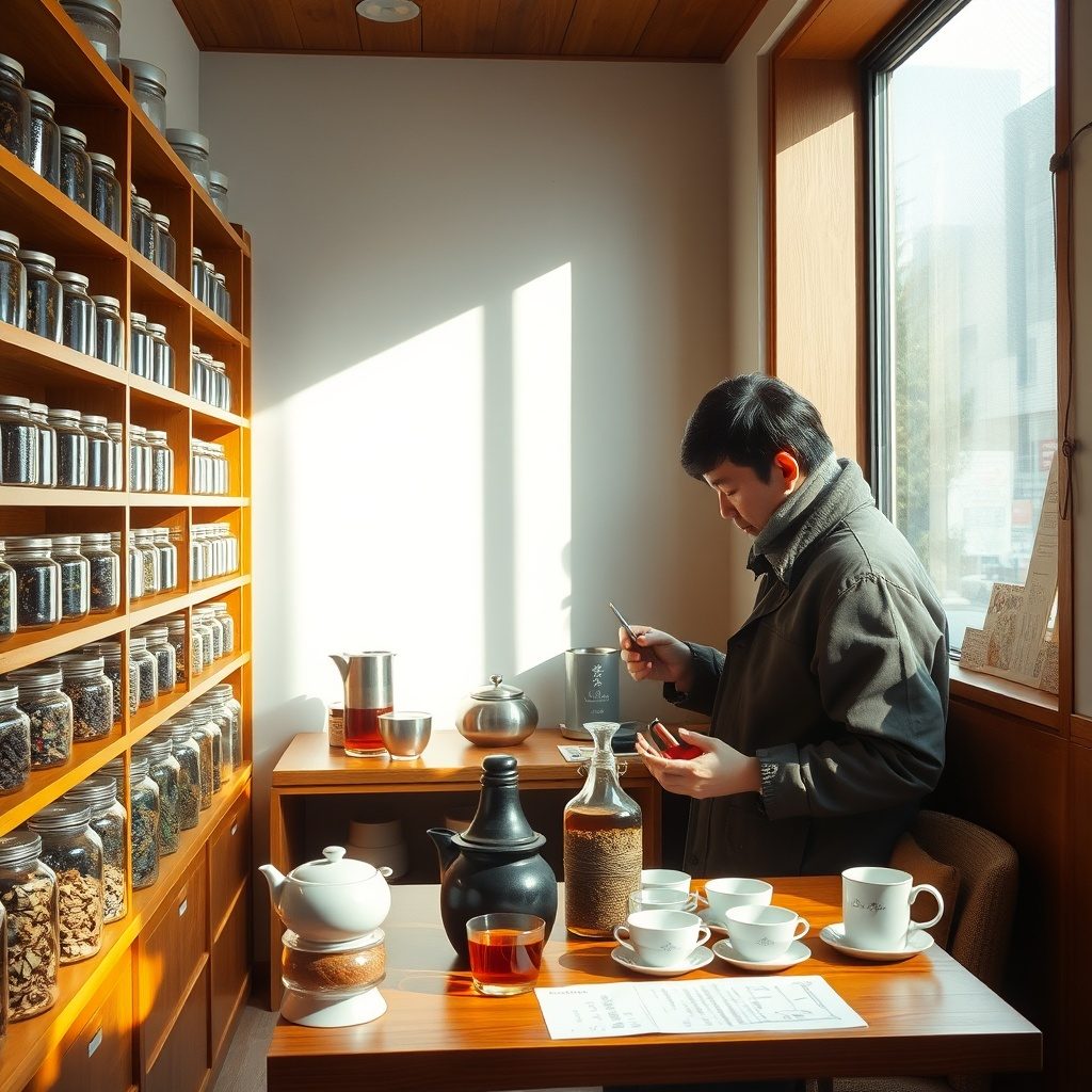 ルースリーフティーと茶器の美しい組み合わせ